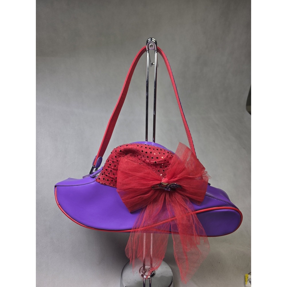 VINTAGE Red Hat Society Red Purple Shoulder Purse Sequin Bow Sandol Living  Bag
